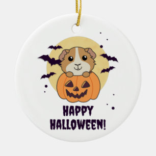 Guinea Pig Pumpkin Sweet Animals Happy Halloween C Ceramic Tree Decoration