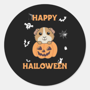 Guinea Pig Pumpkin Sweet Animals Happy Halloween Classic Round Sticker