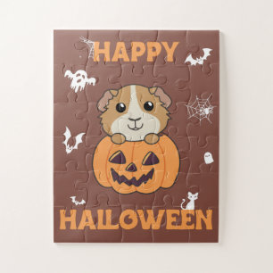 Guinea Pig Pumpkin Sweet Animals Happy Halloween J Jigsaw Puzzle