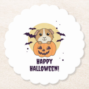 Guinea Pig Pumpkin Sweet Animals Happy Halloween Paper Coaster