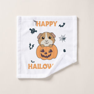 Guinea Pig Pumpkin Sweet Animals Happy Halloween Wash Cloth