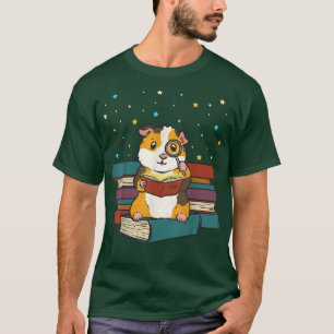 Guinea Pig Reading Books Gift Librarian Nerd Book  T-Shirt