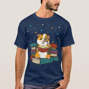 Guinea Pig Reading Books Gift Librarian Nerd Book T-Shirt