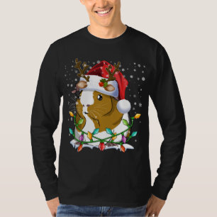 Guinea Pig Santa Hat Christmas Lights Family Match T-Shirt