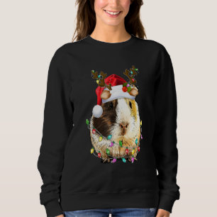 Guinea Pig Santa Hat reindeer antlers Lights Chris Sweatshirt