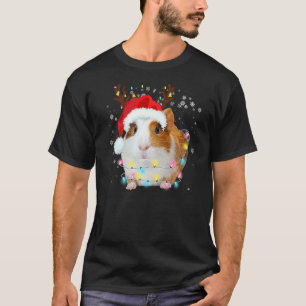 Guinea Pig Santa Hat reindeer antlers Lights Chris T-Shirt