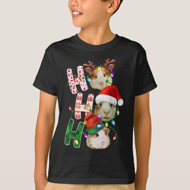 Guinea Pig Santa Ho Ho Ho Funny Christmas Xmas Gui T-Shirt (Front)