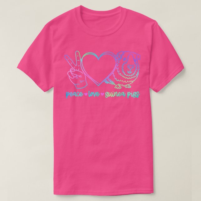 Guinea Pig Shirt, Peace Love Guinea Pigs Tee, Guin T-Shirt (Design Front)