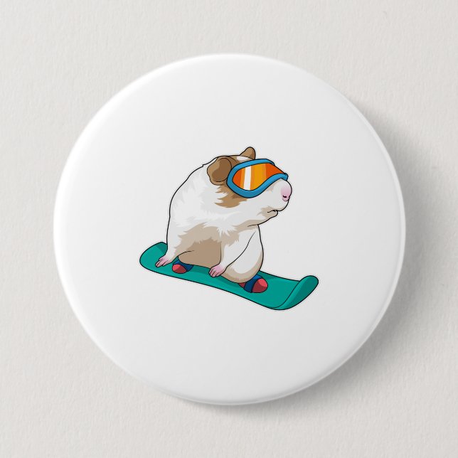 Guinea pig Snowboarder Snowboard 7.5 Cm Round Badge (Front)