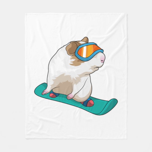 Guinea pig Snowboarder Snowboard Fleece Blanket (Front)