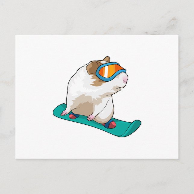 Guinea pig Snowboarder Snowboard Postcard (Front)