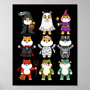 Guinea Pig Spooky Ghost Horror Pumpkin Guinea Pig Poster