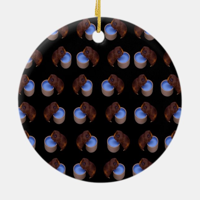 Guinea Pig Standing Drinking Pattern, Ceramic Tree Decoration (Back)