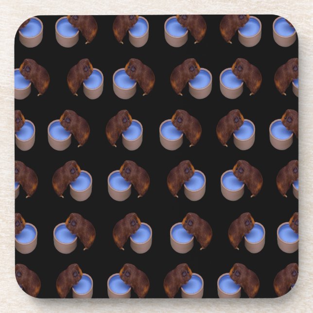 Guinea Pig Standing Drinking Pattern, Coaster (Front)