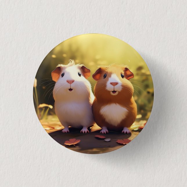 Guinea pig themed design, cute . 3 cm round badge (Front)