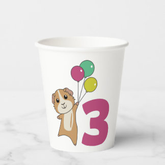 Guinea Pig Third Birthday Balloons Paper Cups