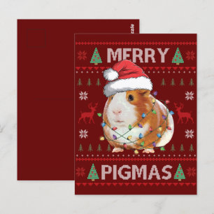 Guinea Pig Ugly Christmas Sweater Merry Pigmas Postcard
