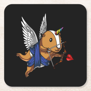Guinea Pig Unicorn Square Paper Coaster