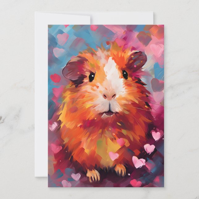 Guinea pig Valentine's Day  Holiday Card (Front)