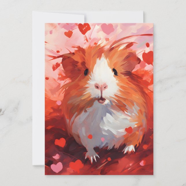 Guinea Pig Valentine's day  Holiday Card (Front)
