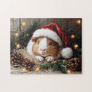 Guinea Pig Wearing a Santa Hat Jigsaw Puzzle