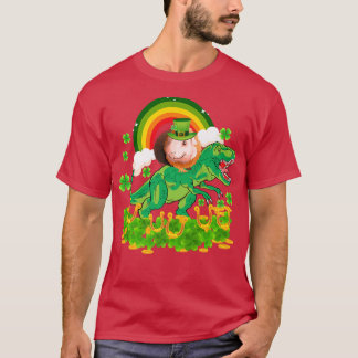 Guinea Pig Wearing Irish Hat Riding Dinosaur T Re T-Shirt