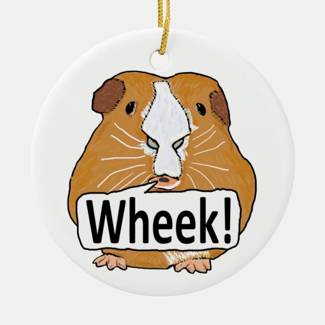 Guinea Pig Wheek Ceramic Tree Decoration (Front)