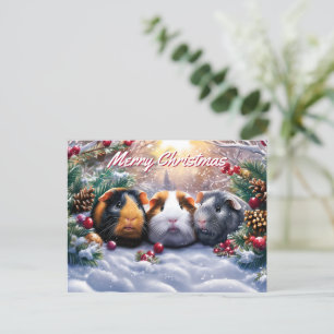 Guinea Pig Winter Wonderland Christmas Holiday Postcard