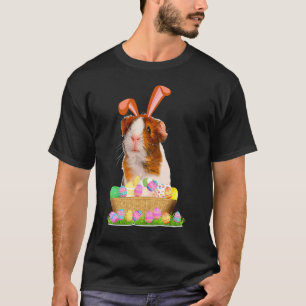 Guinea Pig With Cute Bunny Ears Easter Day Eggs Ba T-Shirt