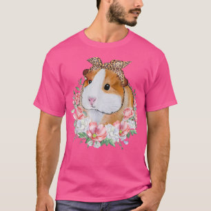 Guinea Pig With Leopard Headband Flower Guinea Pig T-Shirt