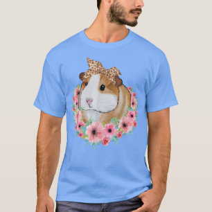 Guinea Pig With Leopard Headband Flower Guinea Pig T-Shirt