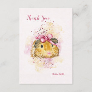Guinea Pig with Pink Bow Personalised Stationery Invitation