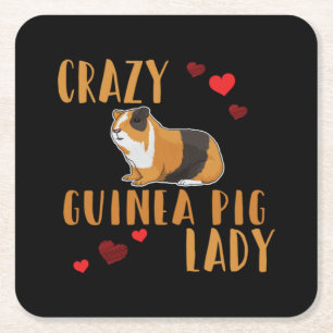 Guinea Pig Womens Crazy Guinea Pig Lady Square Paper Coaster
