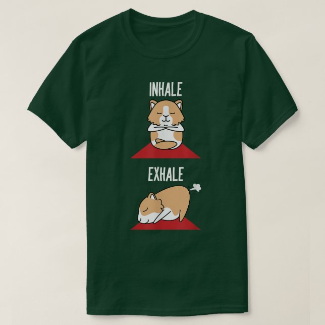 Guinea Pig Yoga Fart Funny Inhale Ehale Pet Positi T-Shirt (Design Front)