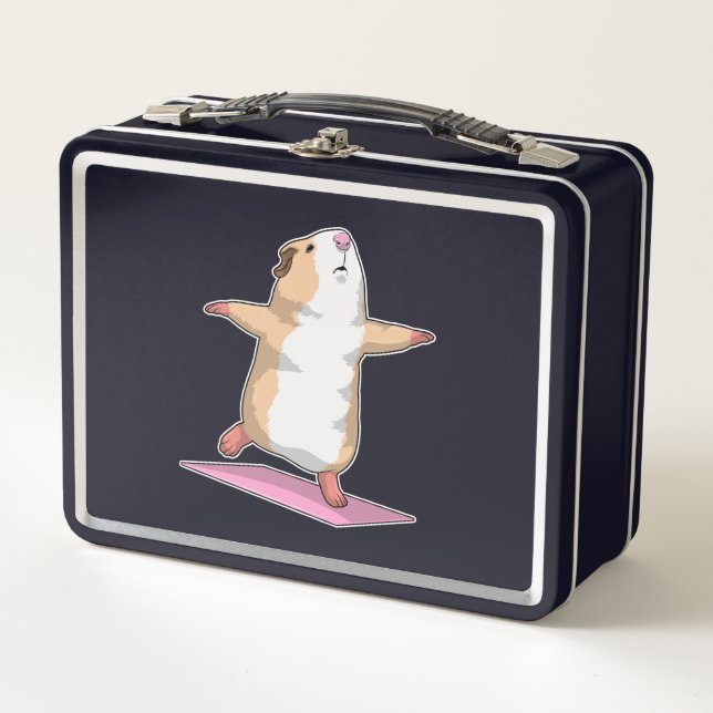 Guinea pig Yoga Meditation Fitness Metal Lunch Box (Front)