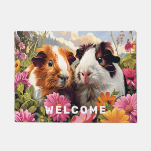 Guinea Pigs Among Wildflowers Door Mat