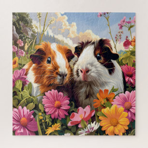 Guinea Pigs Among Wildflowers Jigsaw Puzzle
