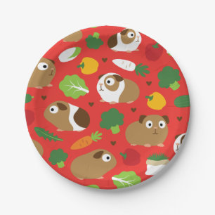 Guinea Pigs And Their Treats Paper Plate