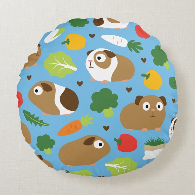 Guinea Pigs And Their Treats Round Cushion (Front)