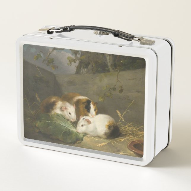 Guinea Pigs (by George Morland) Metal Lunch Box (Back)