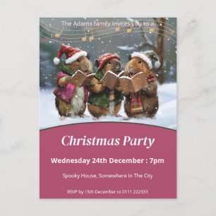 Guinea Pigs Carol Singers Christmas Invitation Postcard