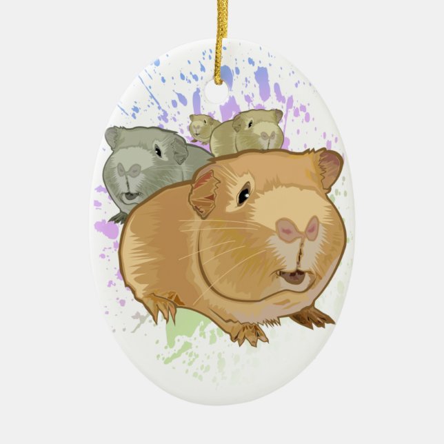 Guinea Pigs Ceramic Tree Decoration (Front)
