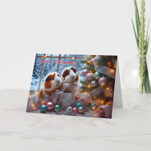 Guinea Pigs' Christmas Card (personalise message) (Front)