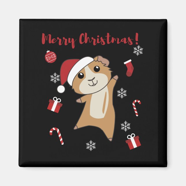 Guinea Pigs Christmas Winter Animals Magnet (Front)