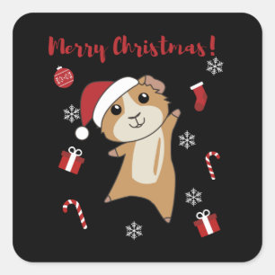 Guinea Pigs Christmas Winter Animals Square Sticker