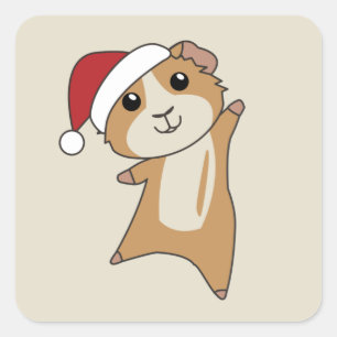 Guinea Pigs Christmas Winter Animals Square Sticker