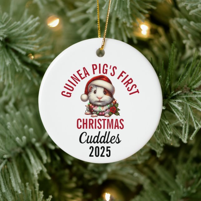 Guinea Pig's First Christmas 2025 Ceramic Tree Decoration (Tree)
