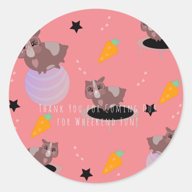 Guinea Pigs Fitness Gym Classic Round Sticker (Front)