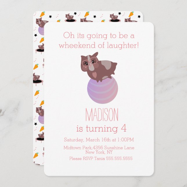 Guinea Pigs Fitness Gym Invitation (Front/Back)