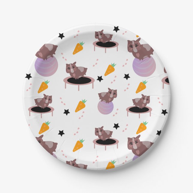 Guinea Pigs Fitness Gym Paper Plate (Front)
